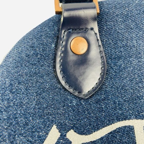 RARE Vintage 2000s Von Dutch Denim Mini Bowling Bag Purse Y2K White Trim Logo - Picture 12 of 13